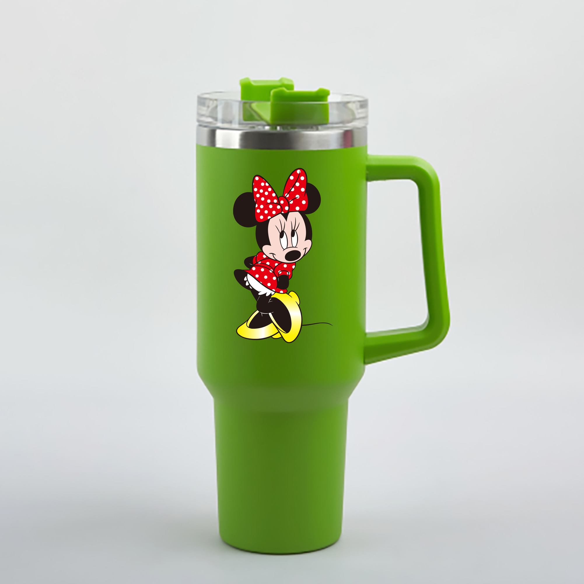 （画像用） ミッキーマウス Mickey Mouse 1200mL車用タンブラー - クリスタルステッカー（プラスチックストロー付き）